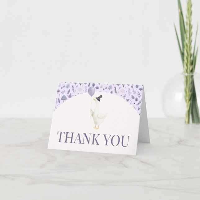 Little Fånig Goose Baby Shower Tack Kort (Framsida)