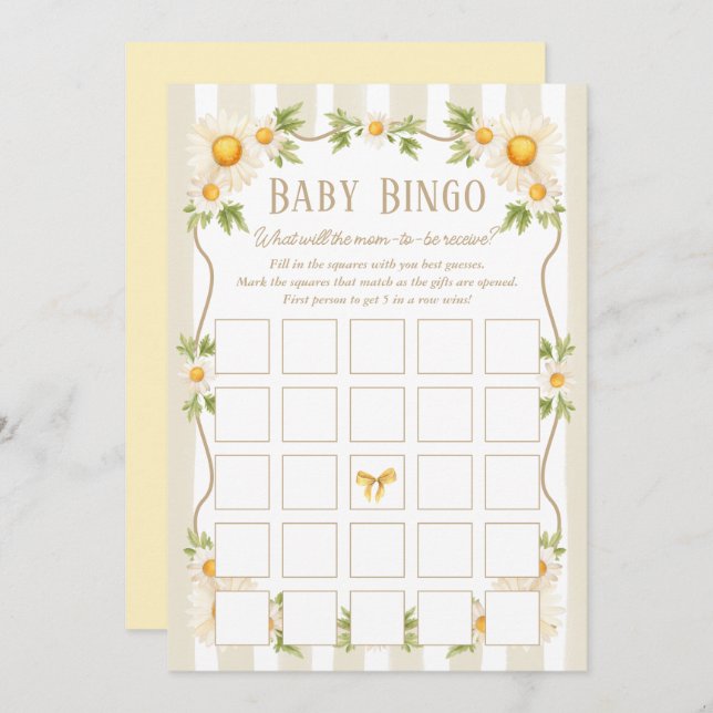 Little Fånig Goose Neutralt Baby Shower Bingo Card Inbjudningar (Fram/baksida)