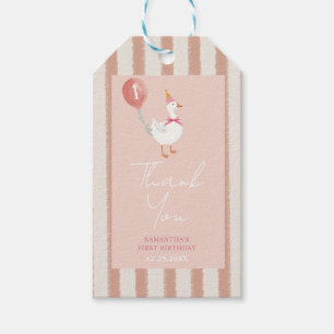 Little Fånig Goose Rosa Balloon Birthday Tack Presentetikett