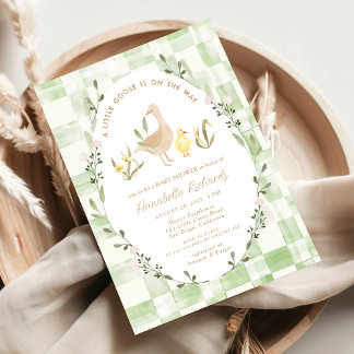Little Fånig Goose Watercolor Baby Shower Inbjudningar