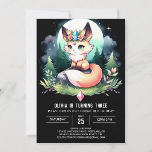 Little Fantasy Fox Birthday digital Inbjudningar