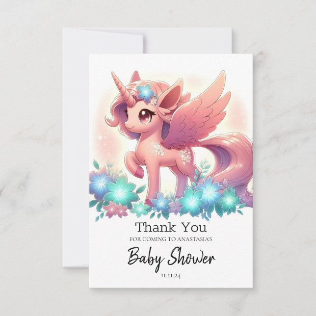 Little Fantasy Unicorn Baby Shower Tack Kort (Framsida)