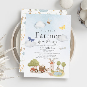 Little Farmer Boskap Baby Shower Inbjudningar