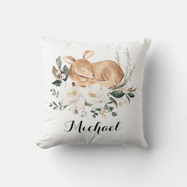 Little Fawn Forest Hjort Magnolia Greenery Nursery Kudde (Framsida)