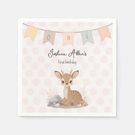 Little Fawn Woodland First Birthday Pappersservett