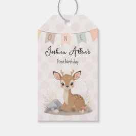 Little Fawn Woodland First Birthday Presentetikett
