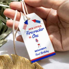 Little Firecracker 1:a födelsedagen 4 juli Presentetikett