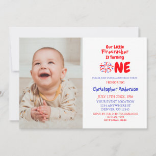 Little Firecracker 1st Birthday Inbjudningar