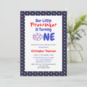 Little Firecracker 1st Birthday Inbjudningar