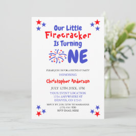 Little Firecracker 1st Birthday Inbjudningar