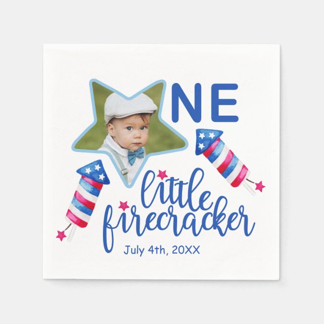 Little Firecracker 1st Birthday Napkins Pappersservett (Framsidan)