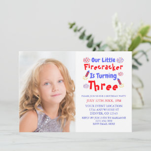 Little Firecracker 3rd Birthday Inbjudningar