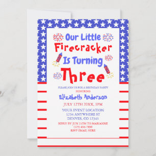 Little Firecracker 3rd Birthday Inbjudningar