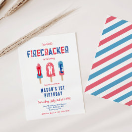 Little Firecracker 4:e juli 1:a födelsedagen Party Inbjudningar