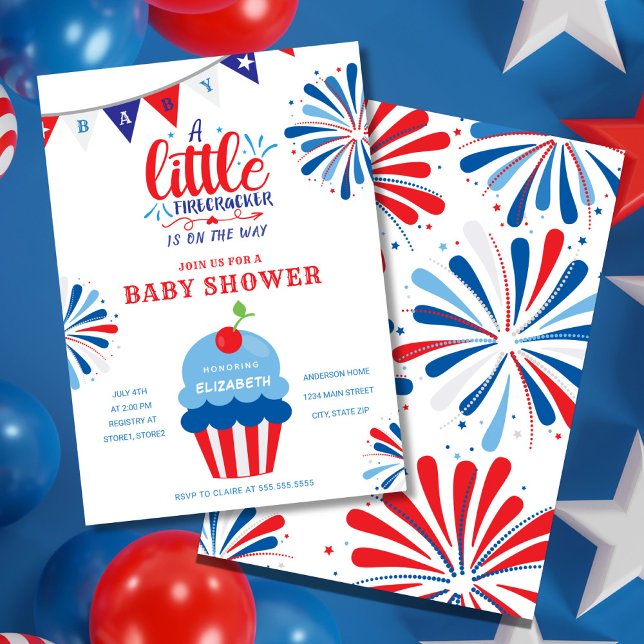 Little Firecracker 4:e juli Baby Shower Inbjudningar (Skapare uppladdad)