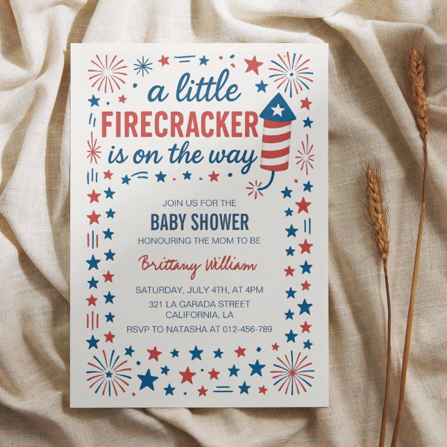 Little Firecracker 4:e juli Baby Shower Inbjudningar (Skapare uppladdad)