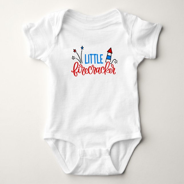 Little Firecracker 4:e juli Bodydräkt Shirt T Shirt (Framsida)