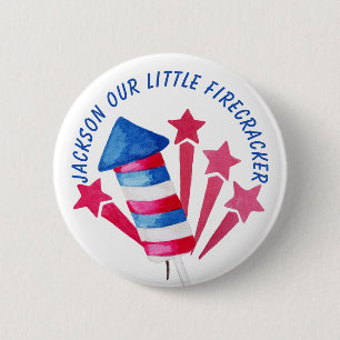 Little Firecracker 4:e juli-Födelsedagsfesten Knapp