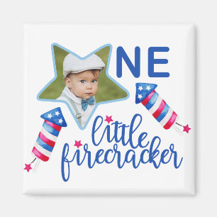 Little Firecracker 4:e juli-Födelsedagsfesten Magnet