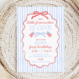 Little Firecracker 4th of July 1st Birthday Inbjudningar