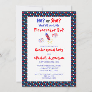 Little Firecracker American Gender Reveal Inbjudningar