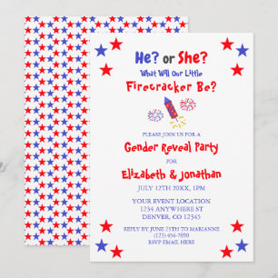 Little Firecracker American Gender Reveal Inbjudningar