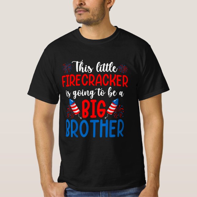 Little Firecracker Big Brother Pregnancy Reveal  T Shirt (Framsida)