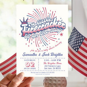 Little Firecracker Fjärde juli USA Baby Shower Inbjudningar