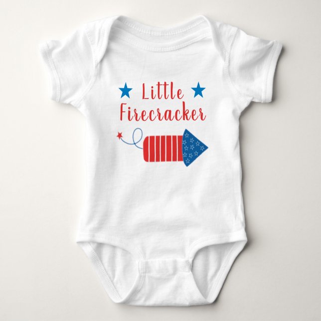 Little Firecracker Stars Rand Rött vitt blått T Shirt (Framsida)