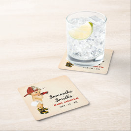 Little Firefighter Baby Shower Party Decor Square Underlägg Papper Kvadrat