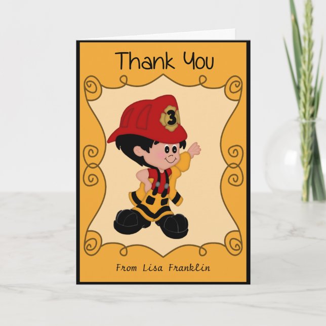 Little Firefighter Baby Shower Tackkort (Framsida)