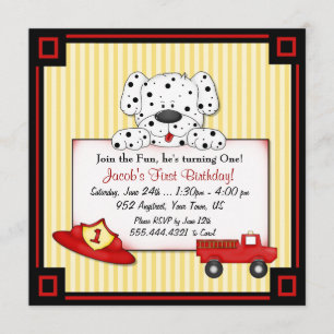 Little Fireman First Birthday Inbjudningar