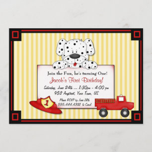Little Fireman First Birthday Inbjudningar