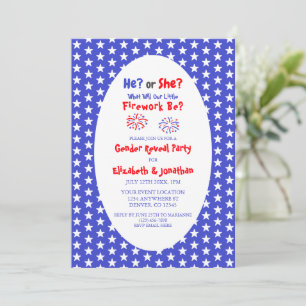 Little Fireworks American Gender Reveal Inbjudningar