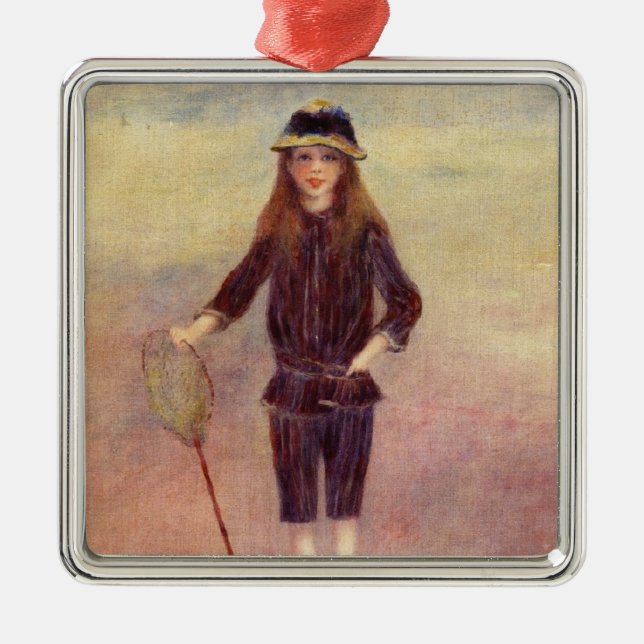 "Little Fishergirl" (av Pierre-August Renoir) Julgransprydnad Metall (Framsidan)