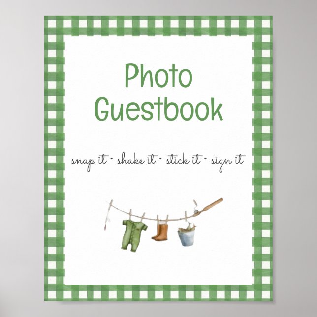 Little Fisherman Baby Photo Guestbook Poster (Framsidan)