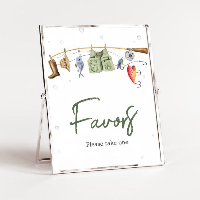 Little Fisherman Baby Shower Favors Poster (Boho Fisherman Baby Shower Favors Sign)