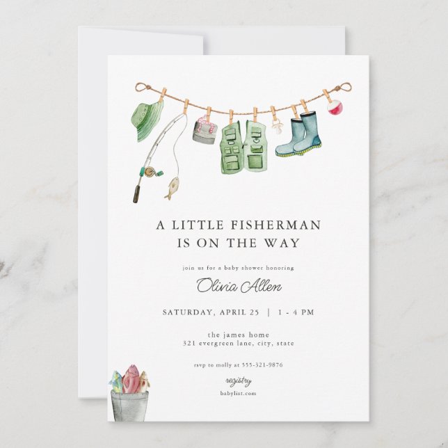 Little Fisherman Baby Shower-inbjudan Inbjudningar (Framsida)