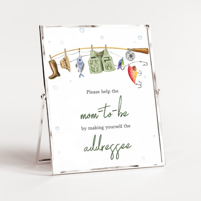 Little Fisherman Baby Shower Kuvert Station Poster (Boho Fisherman Baby Shower Envelope Station Sign)
