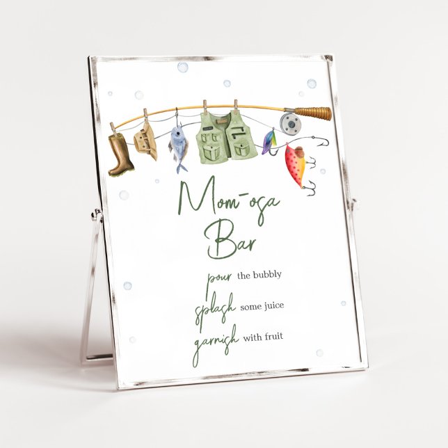 Little Fisherman Baby Shower Mamma Osa Pub Poster (Boho Fisherman Baby Shower Mom Osa Bar Sign)