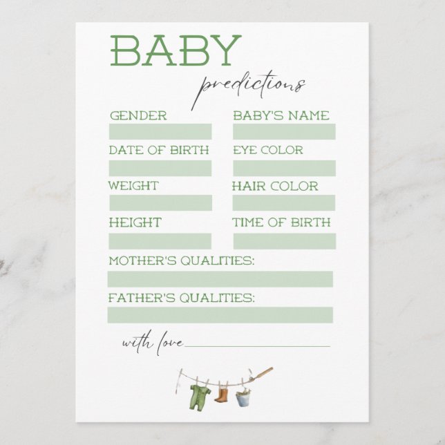 Little Fisherman Baby Shower Predictions Card Inbjudningar (Framsida)