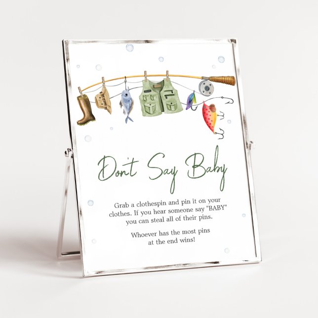 Little Fisherman Baby Shower Säg inte Baby Poster (Boho Fisherman Baby Shower Don't Say Baby Sign)