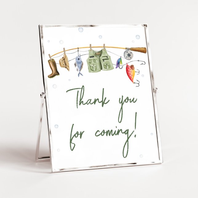 Little Fisherman Baby Shower Tack för att du kom Poster (Boho Fisherman Baby Shower Thank you for Coming Sign)