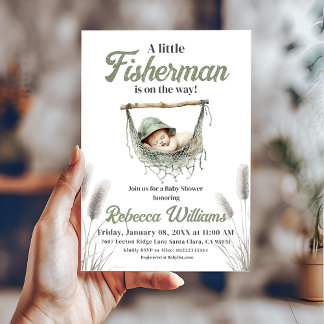 Little Fisherman Boy Fishing Baby Shower Inbjudningar