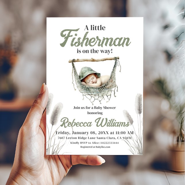 Little Fisherman Boy Fishing Baby Shower Inbjudningar (Skapare uppladdad)
