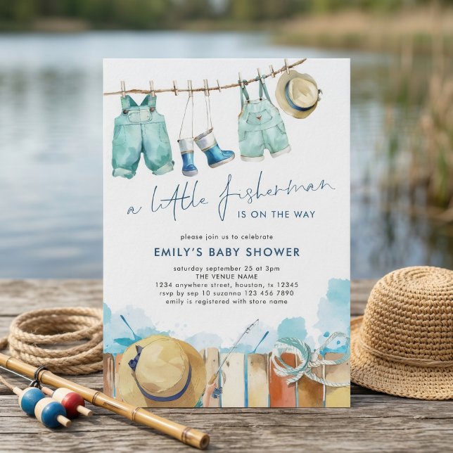 Little Fisherman Clothesline Baby Shower Inbjudningar (Skapare uppladdad)