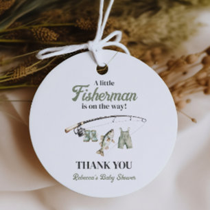 Little Fisherman Clothesline Fishing Baby Shower Gåvor Etiketter