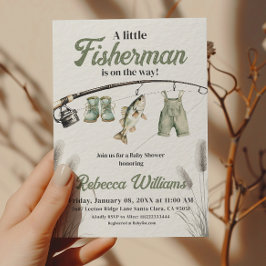 Little Fisherman Clothesline Fishing Baby Shower Inbjudningar