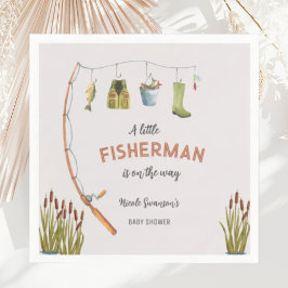 Little Fisherman Fishing Baby Shower-inbjudan Pappersservett