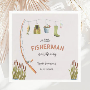 Little Fisherman Fishing Baby Shower-inbjudan Pappersservett